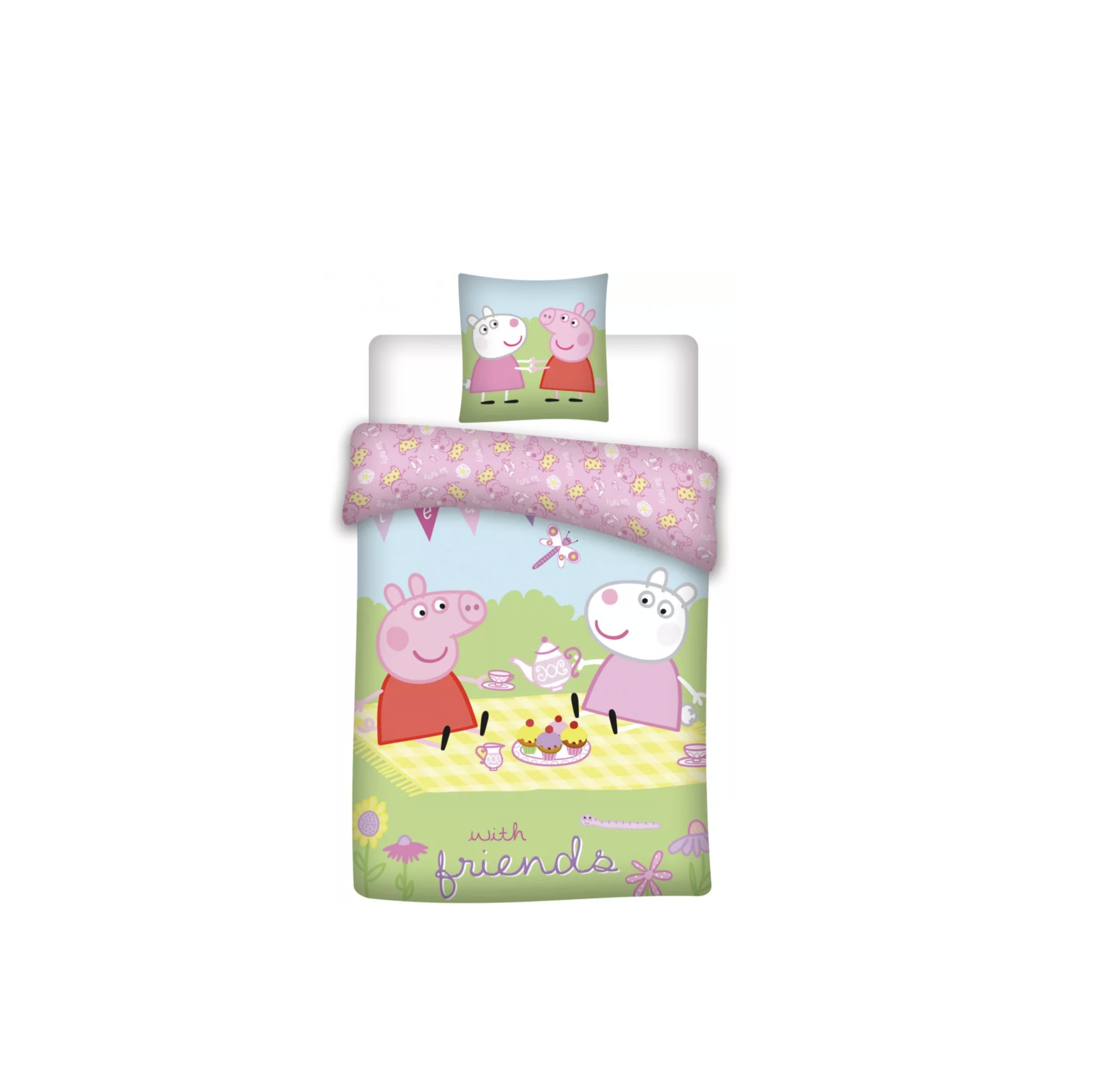 Peppa malac Picnic gyerek, ovis ágyneműhuzat 100×135cm, 40×60 cm