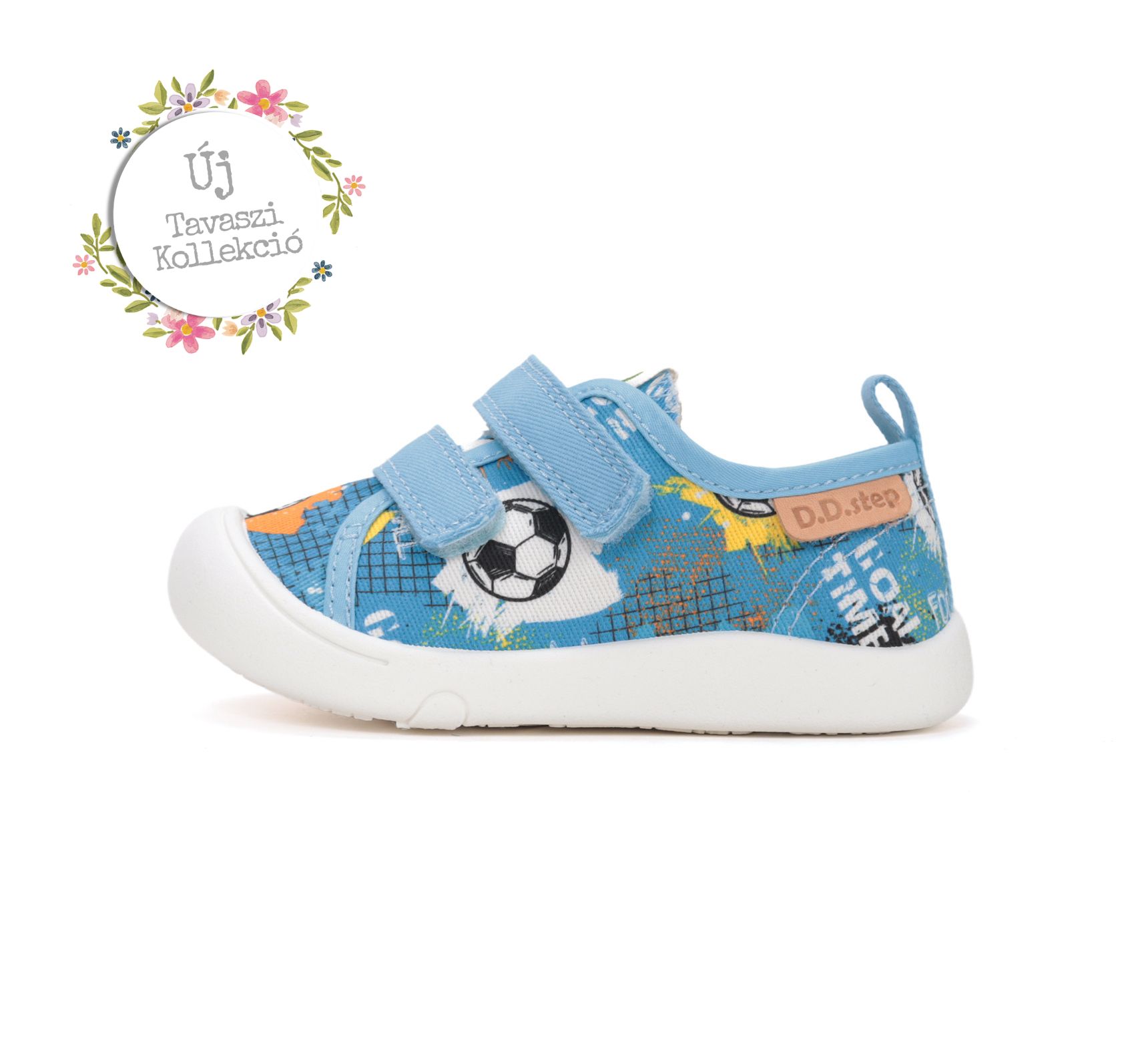 D.D. Step barefoot fiú vászoncipő – kék focimintás- C100-61415A