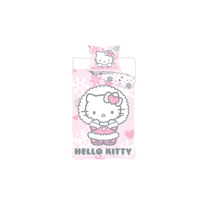 Hello Kitty Cozy Winter gyerek, ovis ágyneműhuzat 100×135cm, 40×60 cm